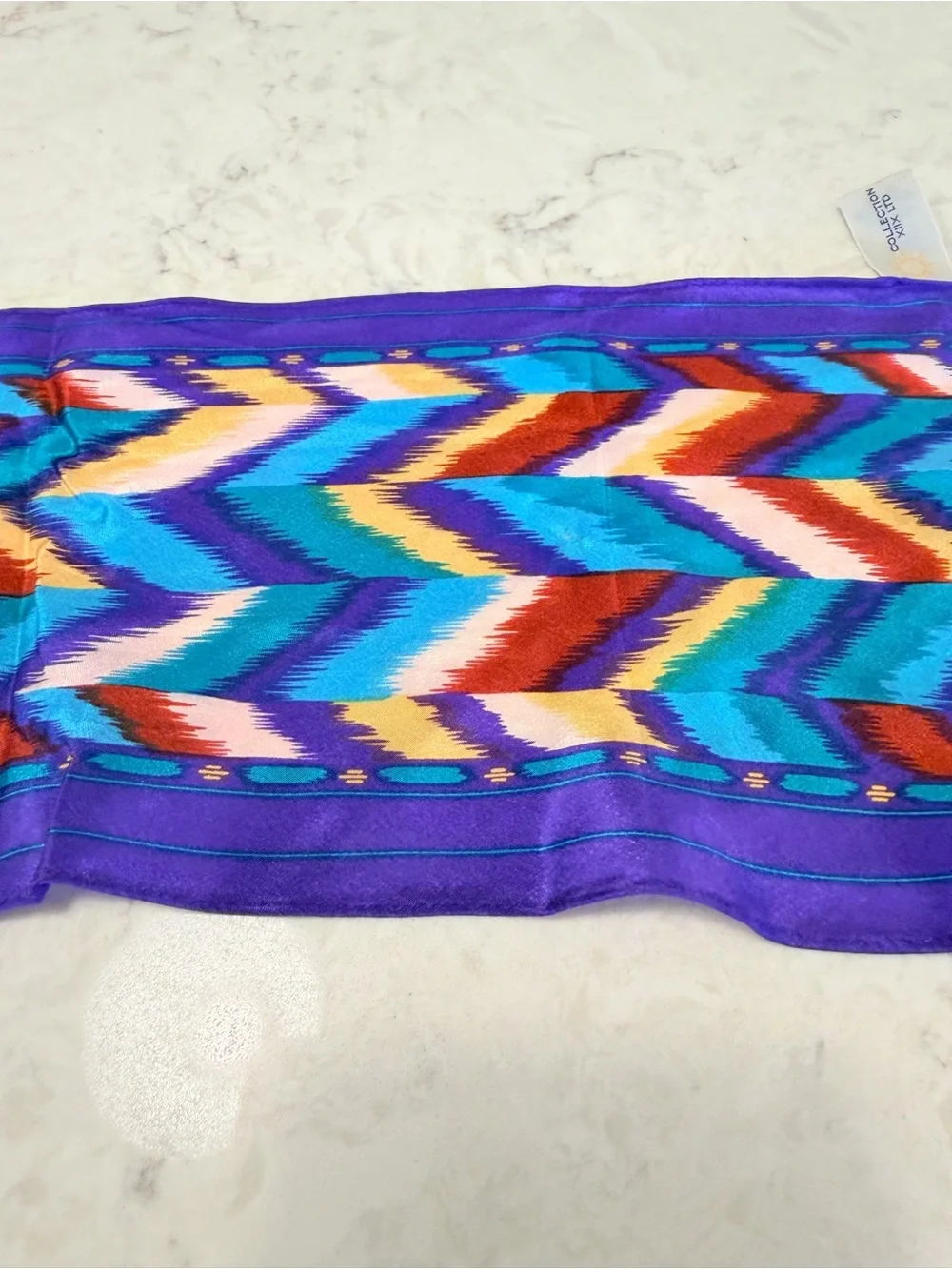 3 Piece Colorful Statement Scarf Bundle – Purple Blue Orange Geometric Paisley